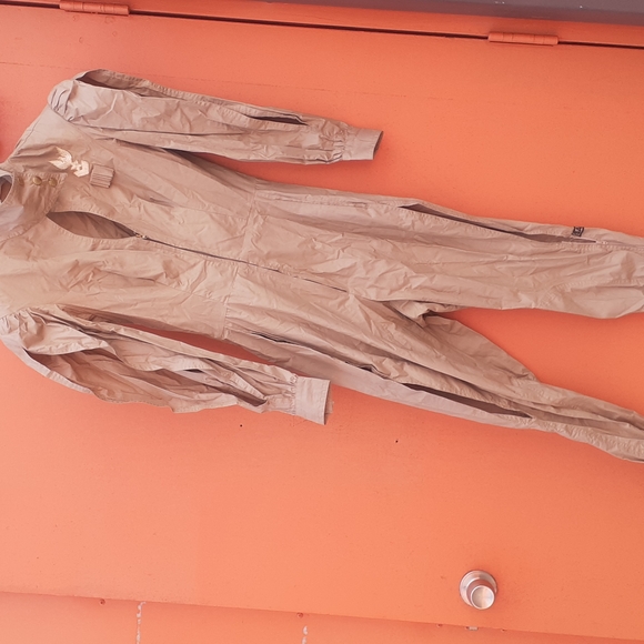 Vintage Cotton military ARMY Jumpsuit PEEKABOO SLIT SLEEVES SLIT PANT Cargo sz 8 - Picture 5 of 16